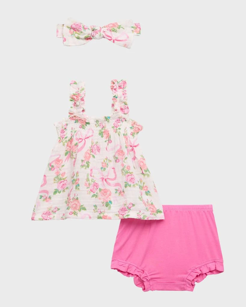 商品Angel Dear|Girl's Coquette Bows Ruffly-Strap Top with Bloomers and Headband, Size 3M-24M,价格¥186,第1张图片