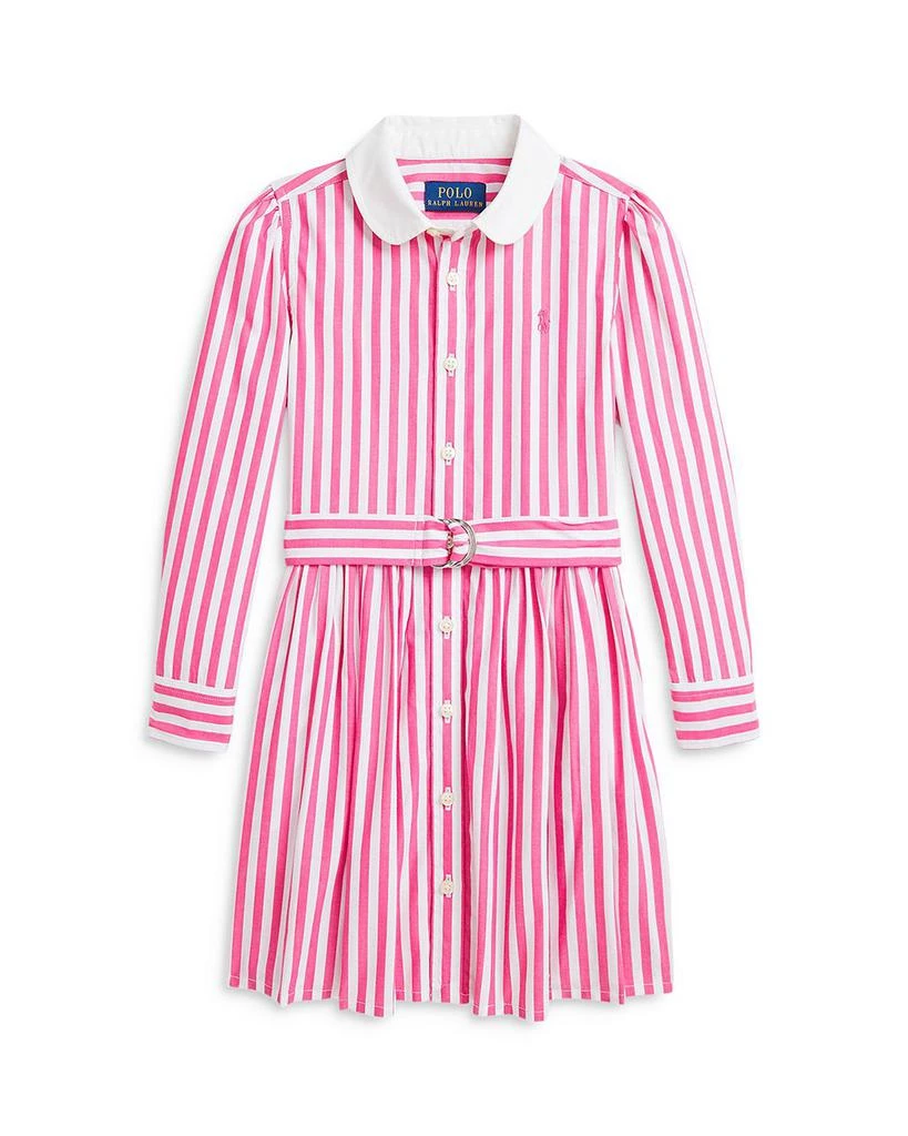 商品Ralph Lauren|Girls' Striped Cotton Poplin Shirt Dress - Little Kid, Big Kid,价格¥565,第1张图片