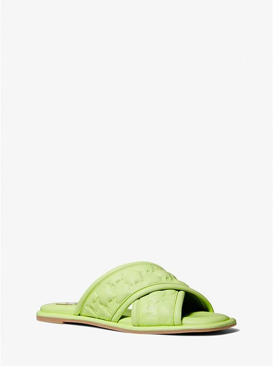 商品Michael Kors|Gideon Logo Embossed Faux Leather Slide Sandal,价格¥278,第1张图片