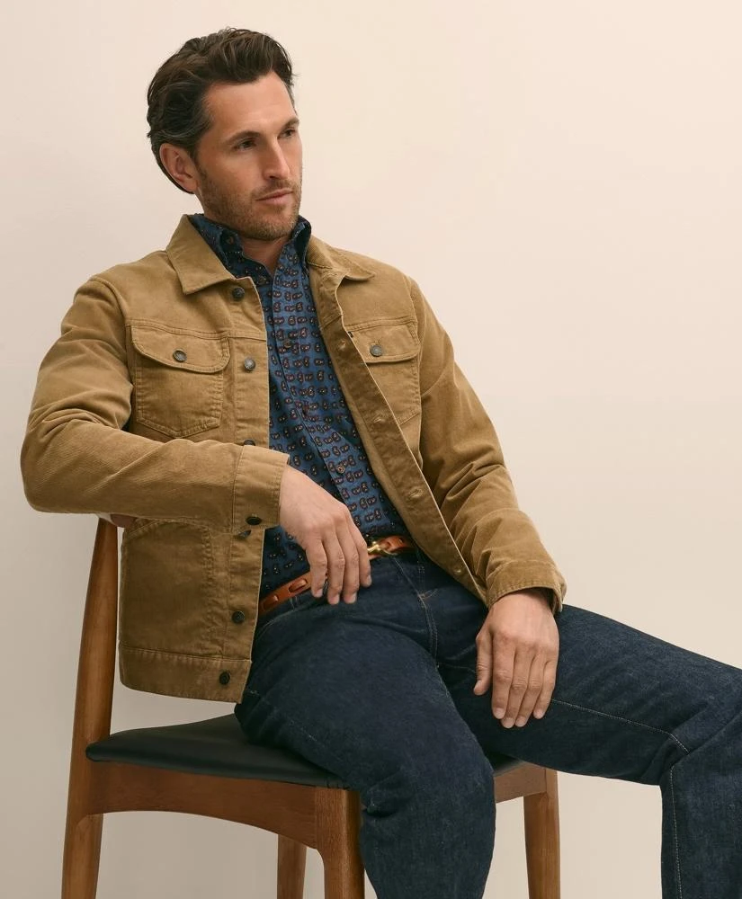 商品Brooks Brothers|Medium Wale Corduroy Trucker Jacket,价格¥1623,第1张图片