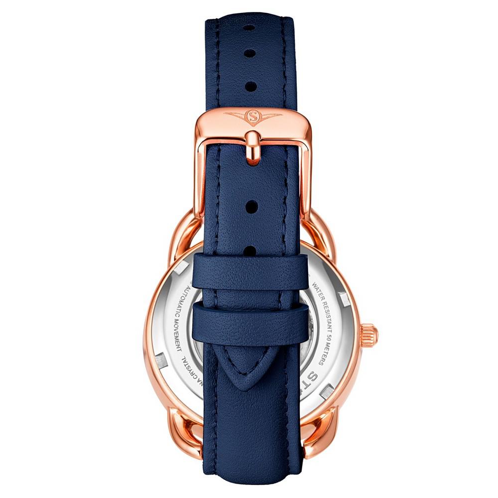 Women's Automatic Blue Genuine Leather Strap Watch 36mm商品第2张图片规格展示