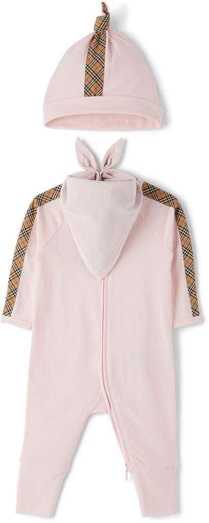 商品Burberry|Baby Pink Check Three-Piece Set,价格¥1518,第1张图片