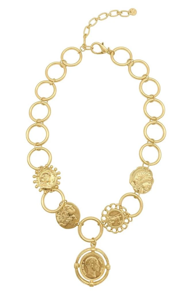 商品ADORNIA|14K Gold plate Large Chain & Coin Necklace,价格¥261,第1张图片