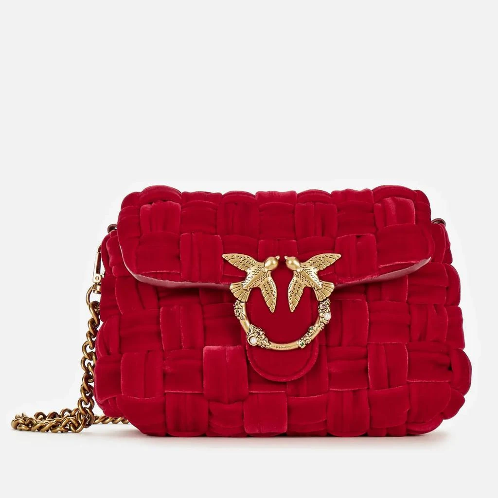 商品PINKO|Pinko Women's Mini Puff Weave Velvet Shoulder Bag - Red,价格¥2049,第1张图片