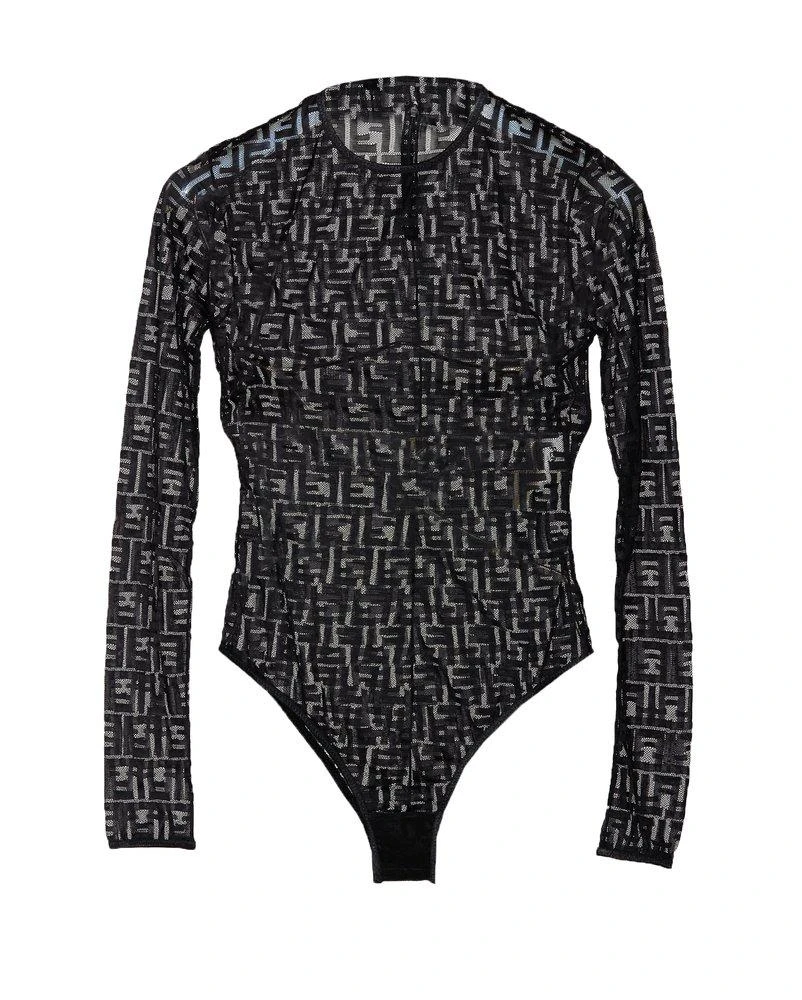 商品Fendi|Fendi All-Over Logo Patterned Long-Sleeved Bodysuit,价格¥3621,第1张图片