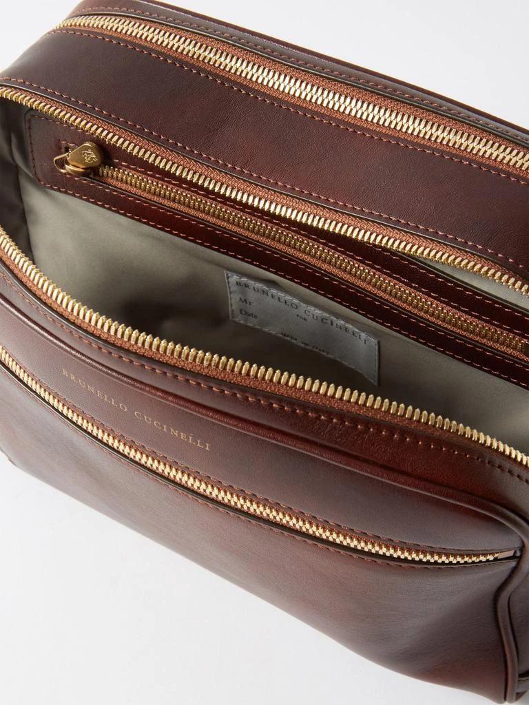 商品Brunello Cucinelli|Logo-print leather washbag,价格¥12048,第3张图片详细描述