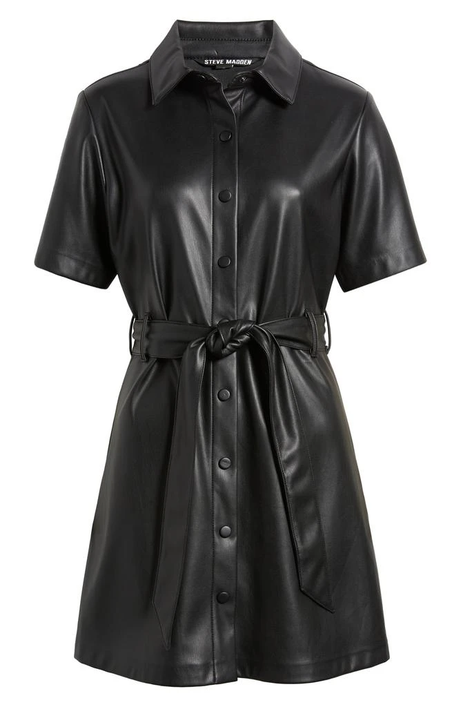 商品Steve Madden|Jolene Belted Faux Leather Mini Shirtdress,价格¥375,第5张图片详细描述