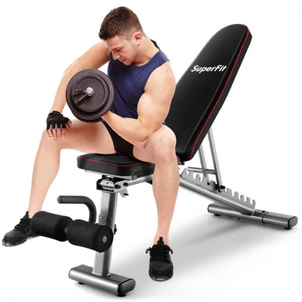 商品Hivvago|660 LBS Strength Training Bench with 10 Back and 3 Seat for Full Body Workout-Black,价格¥1560,第4张图片详细描述