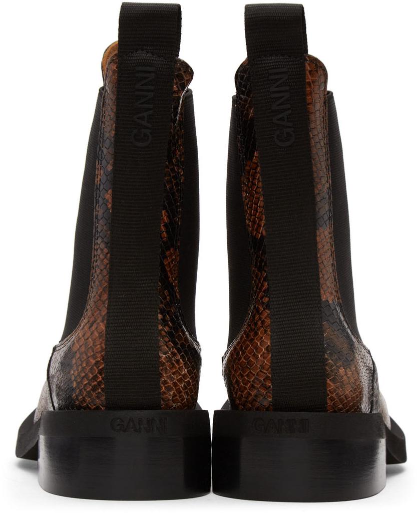 Brown Embossed Snake Chelsea Boots商品第4张图片规格展示