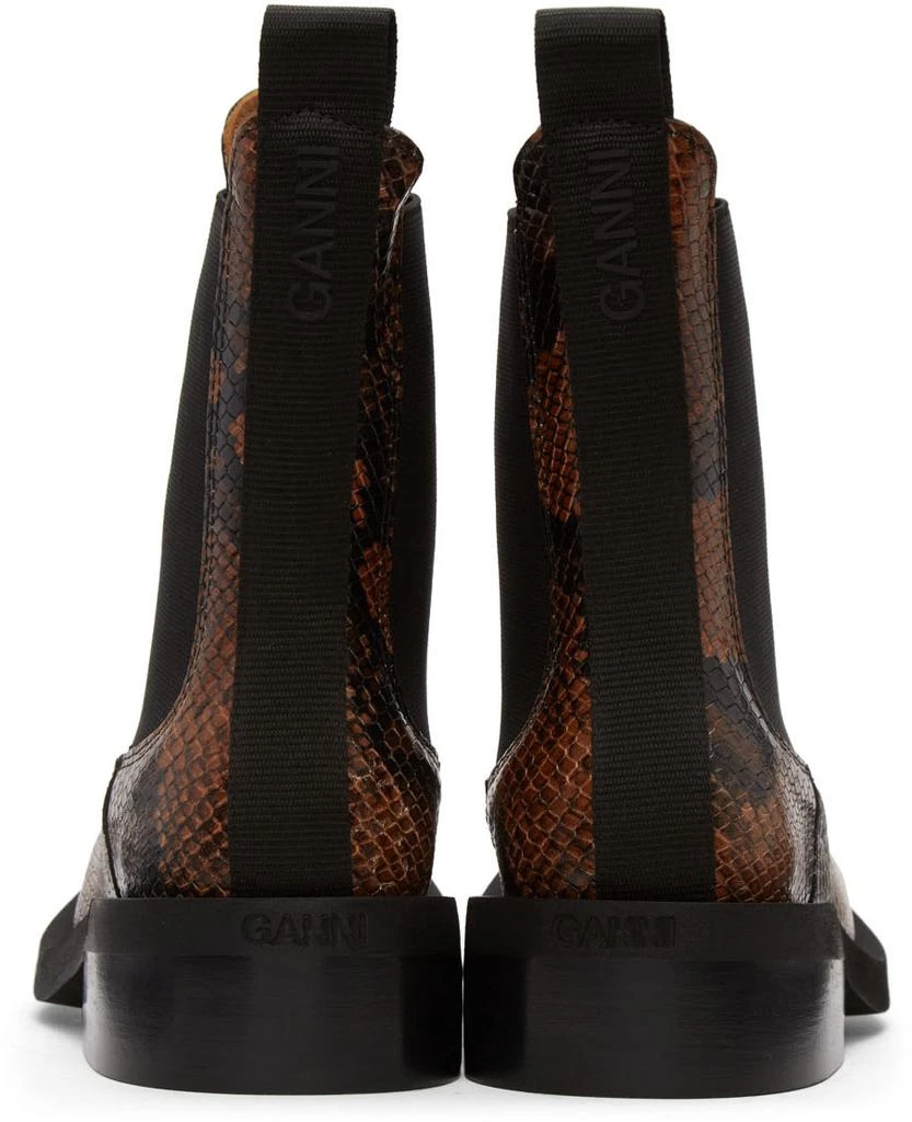 商品Ganni|Brown Embossed Snake Chelsea Boots,价格¥1236,第4张图片详细描述