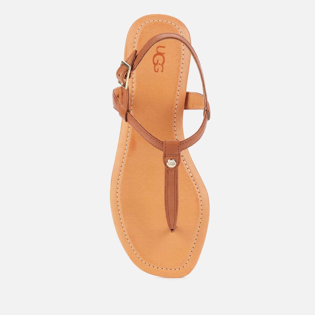 商品UGG|UGG Women's Madeena Leather Toe Post Sandals - Tan,价格¥503,第5张图片详细描述