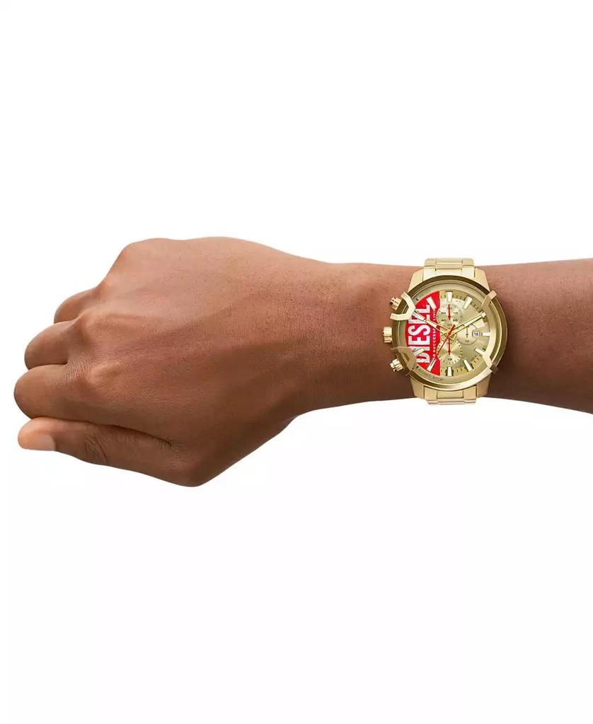 商品Diesel|Men's Chronograph Griffed Gold-Tone Stainless Steel Bracelet Watch 48mm,价格¥1276,第4张图片详细描述