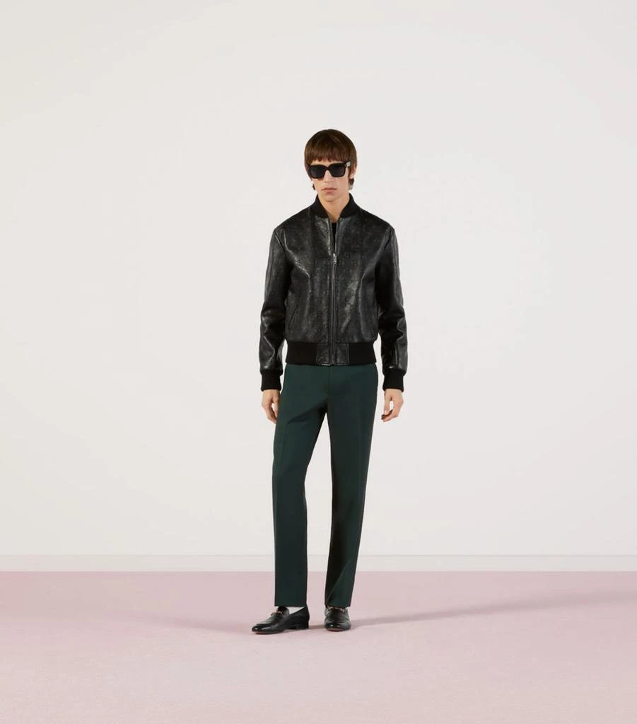 商品Gucci|Leather GG Supreme Bomber Jacket,价格¥36861,第2张图片详细描述