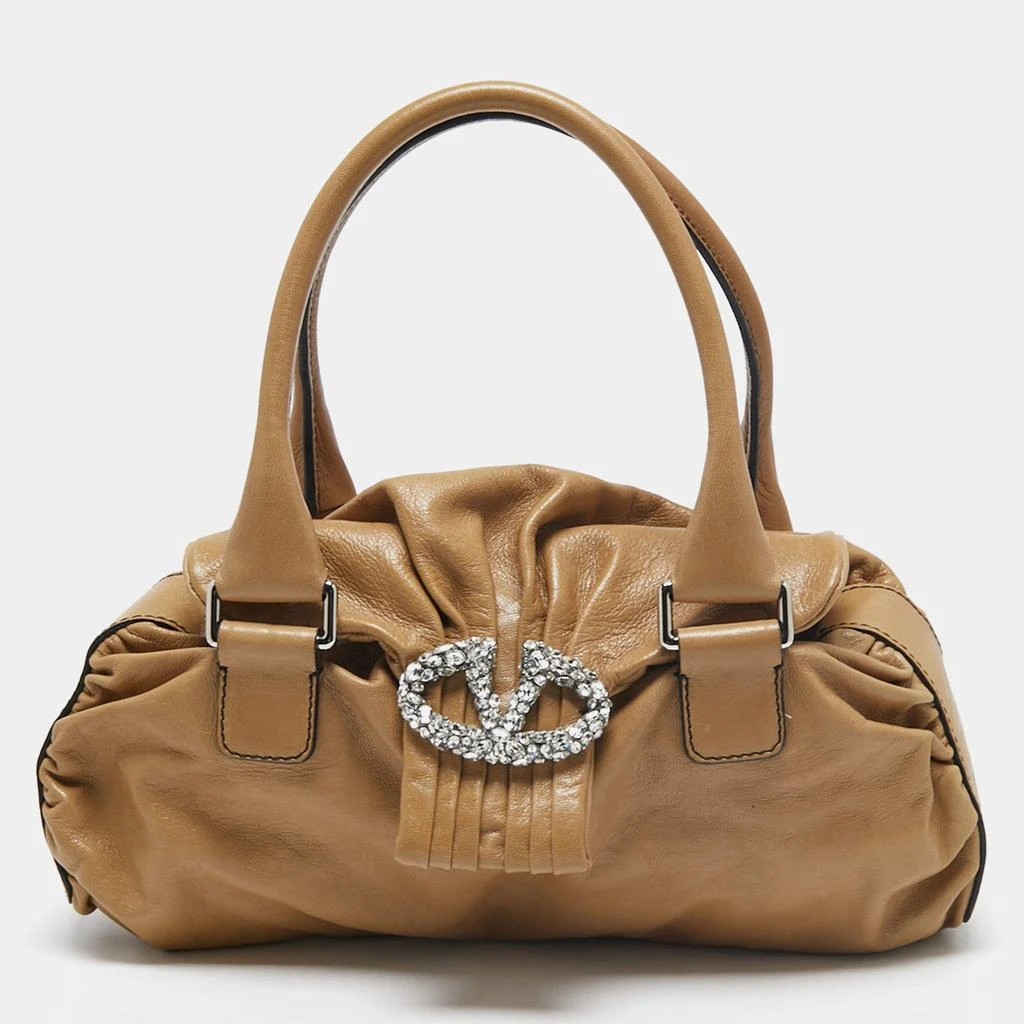 商品[二手商品] Valentino|Valentino Brown Leather Studded V Ring Shoulder Bag,价格¥2591,第1张图片