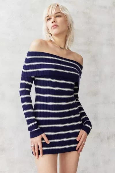 商品Urban Outfitters|UO Tori Striped Off-The-Shoulder Knit Mini Dress,价格¥522,第1张图片