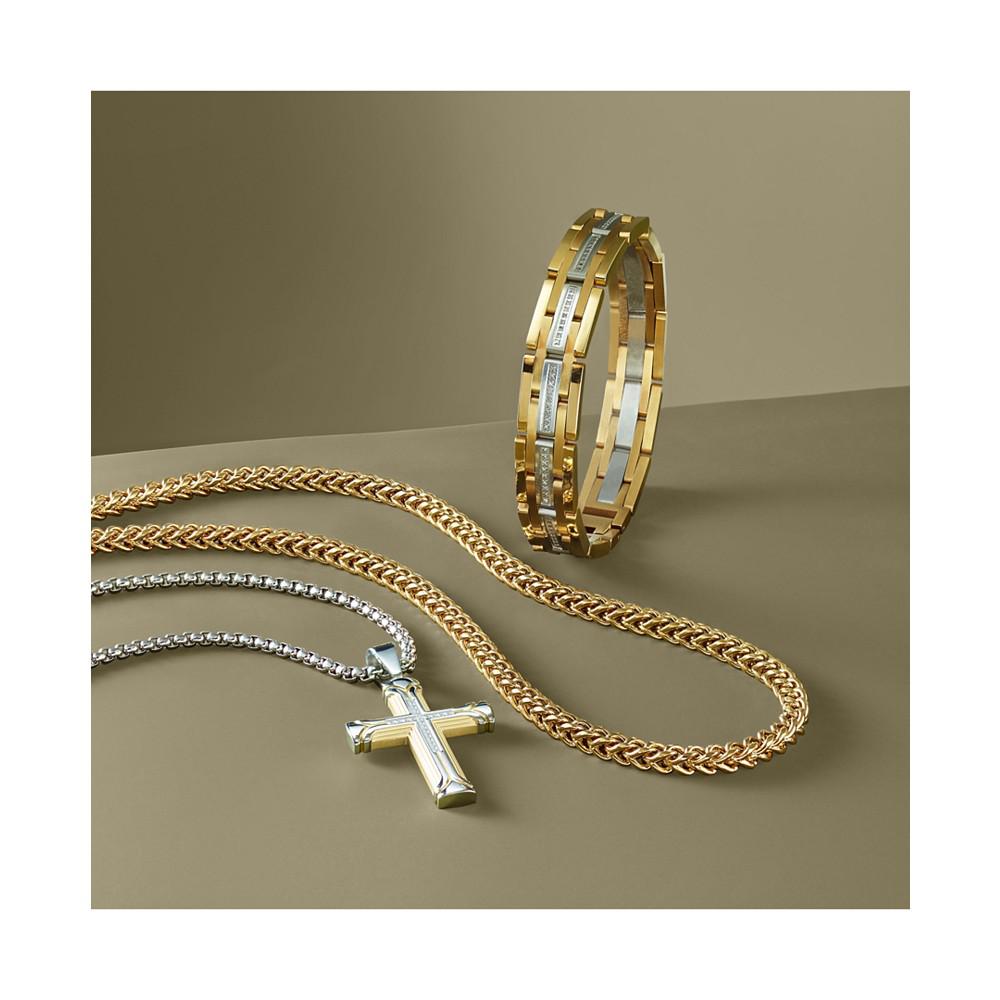 Diamond Cross 22" Pendant Necklace (1/10 ct. t.w.) in Stainless Steel & Gold-Tone Ion-Plate, Created for Macy's商品第4张图片规格展示