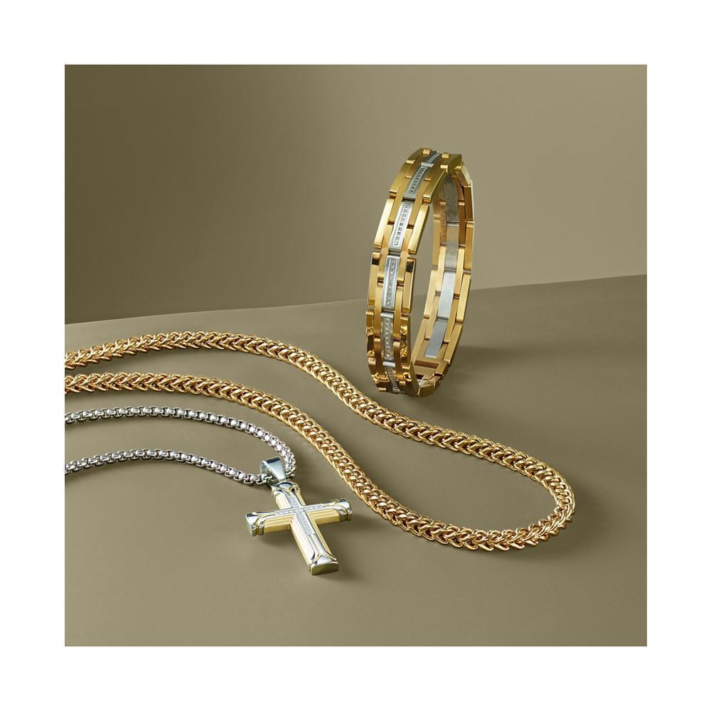 商品Esquire Men's Jewelry|Diamond Cross 22" Pendant Necklace (1/10 ct. t.w.) in Stainless Steel & Gold-Tone Ion-Plate, Created for Macy's,价格¥1142,第6张图片详细描述