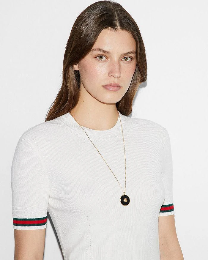 商品Gucci|18K Yellow Gold Interlocking Diamond & Black Onyx Pendant Necklace, 27",价格¥29709,第2张图片详细描述