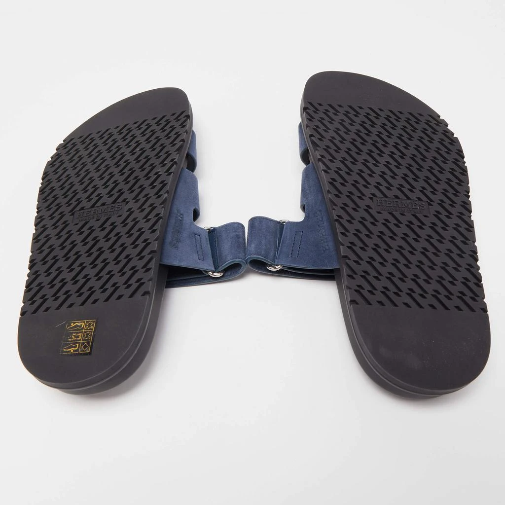 Hermes Blue/Black Suede Chypre Slide Flats Size 40 商品