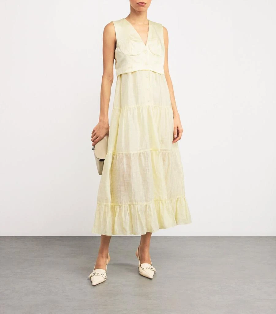 商品Sandro Paris|Linen-Blend Tailored Midi Dress,价格¥4116,第2张图片详细描述
