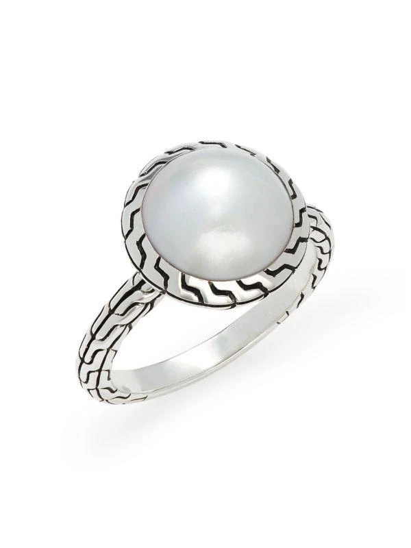 商品John Hardy|Classic Chain Sterling Silver & 11.5-12MM Freshwater Pearl Ring,价格¥1687,第1张图片