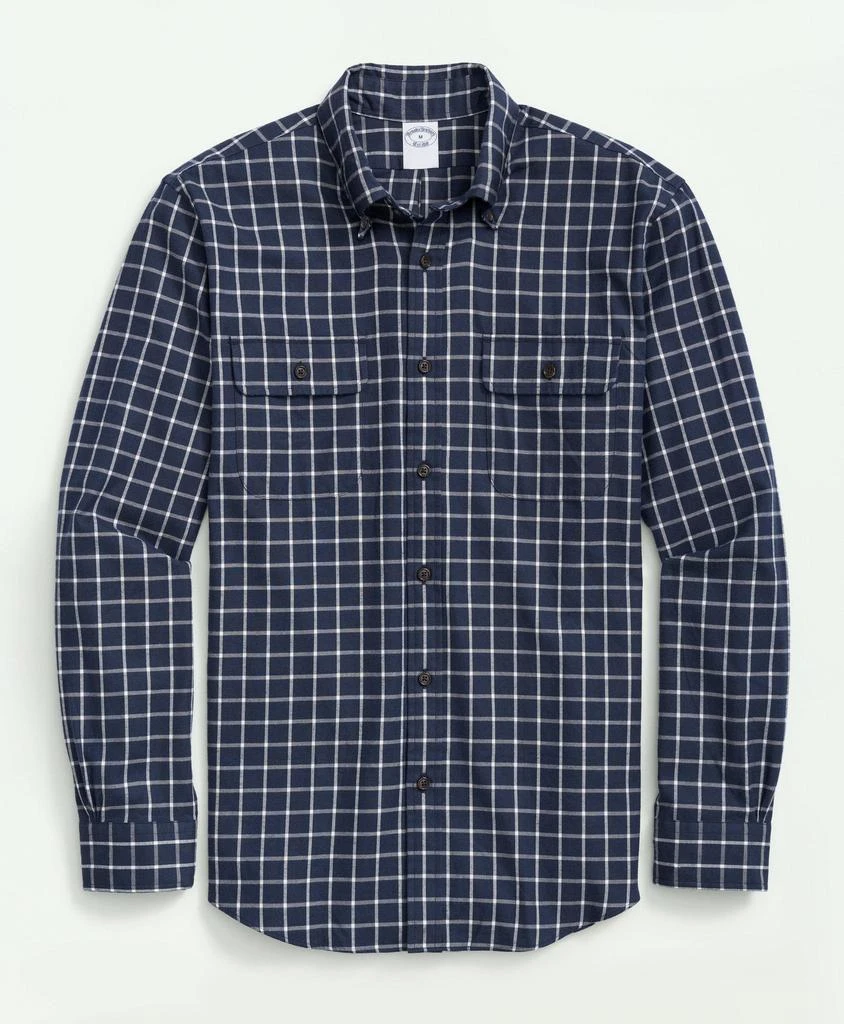 商品Brooks Brothers|Brushed Cotton-Cashmere Checked Chest-Pocket Sport Shirt,价格¥662,第1张图片