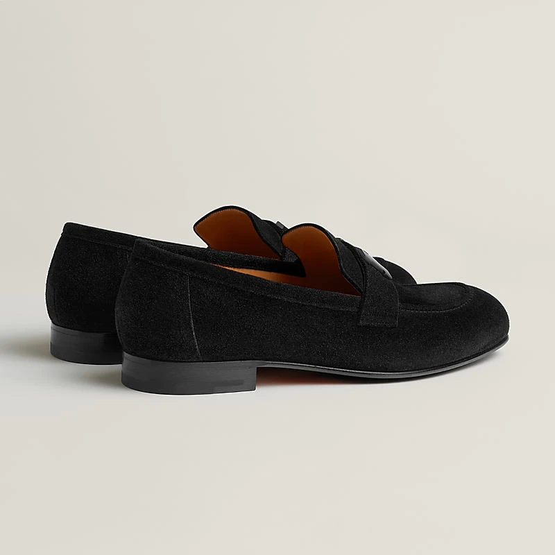 商品Hermes|Hermes/爱马仕 男士黑色小牛皮乐福鞋,价格¥8505,第6张图片详细描述