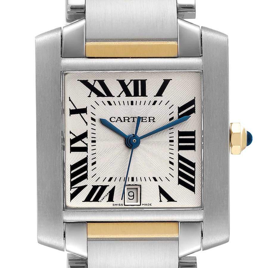 Cartier Silver 18k Yellow Gold And Stainless Steel Tank Francaise W51005Q4 Automatic Men's Wristwatch 28 mm商品第6张图片规格展示