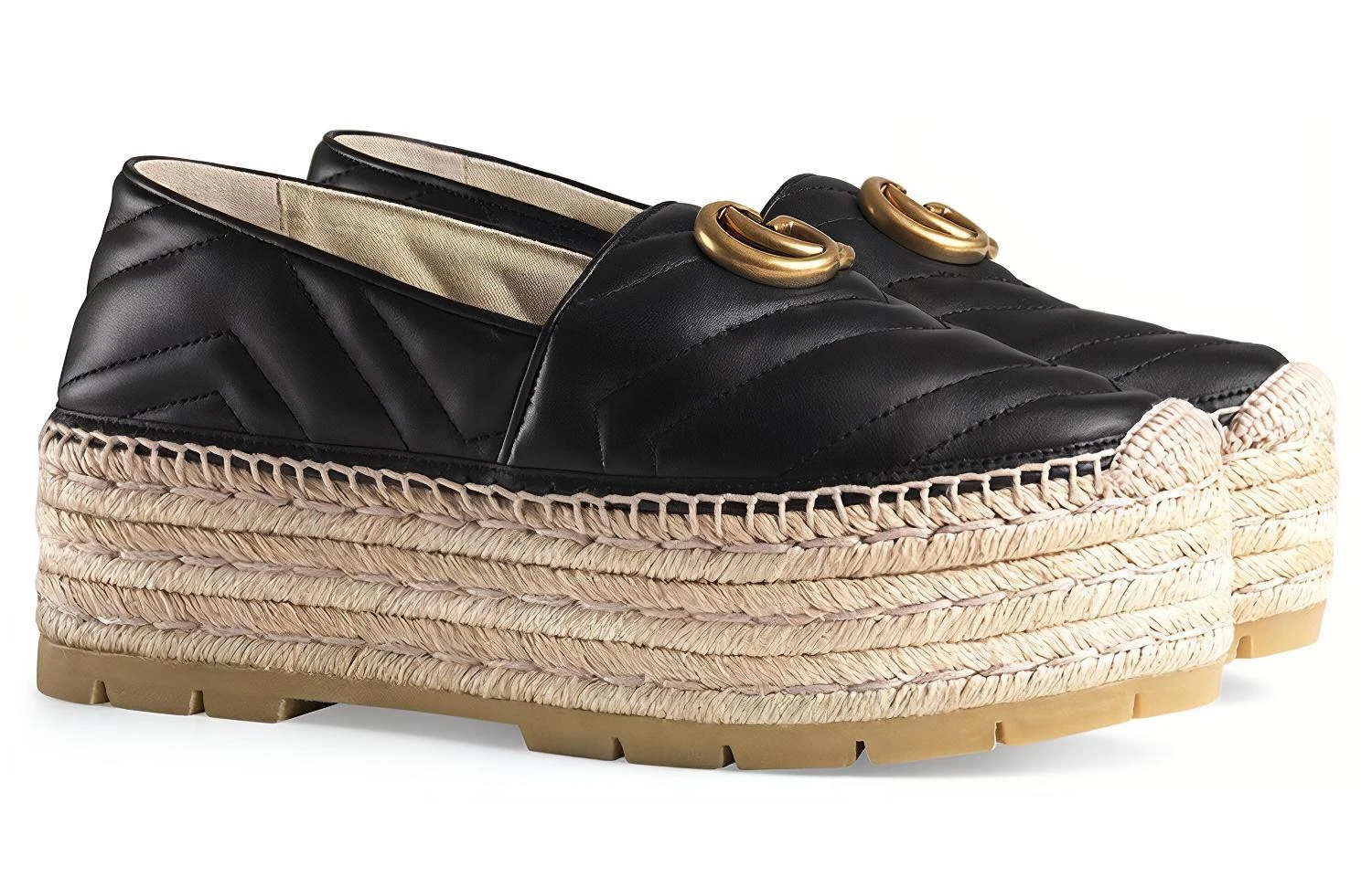 商品[国内直发] Gucci|古驰 双G系列 皮革GG增高 厚底鞋 女款 黑,价格¥3696,第4张图片详细描述