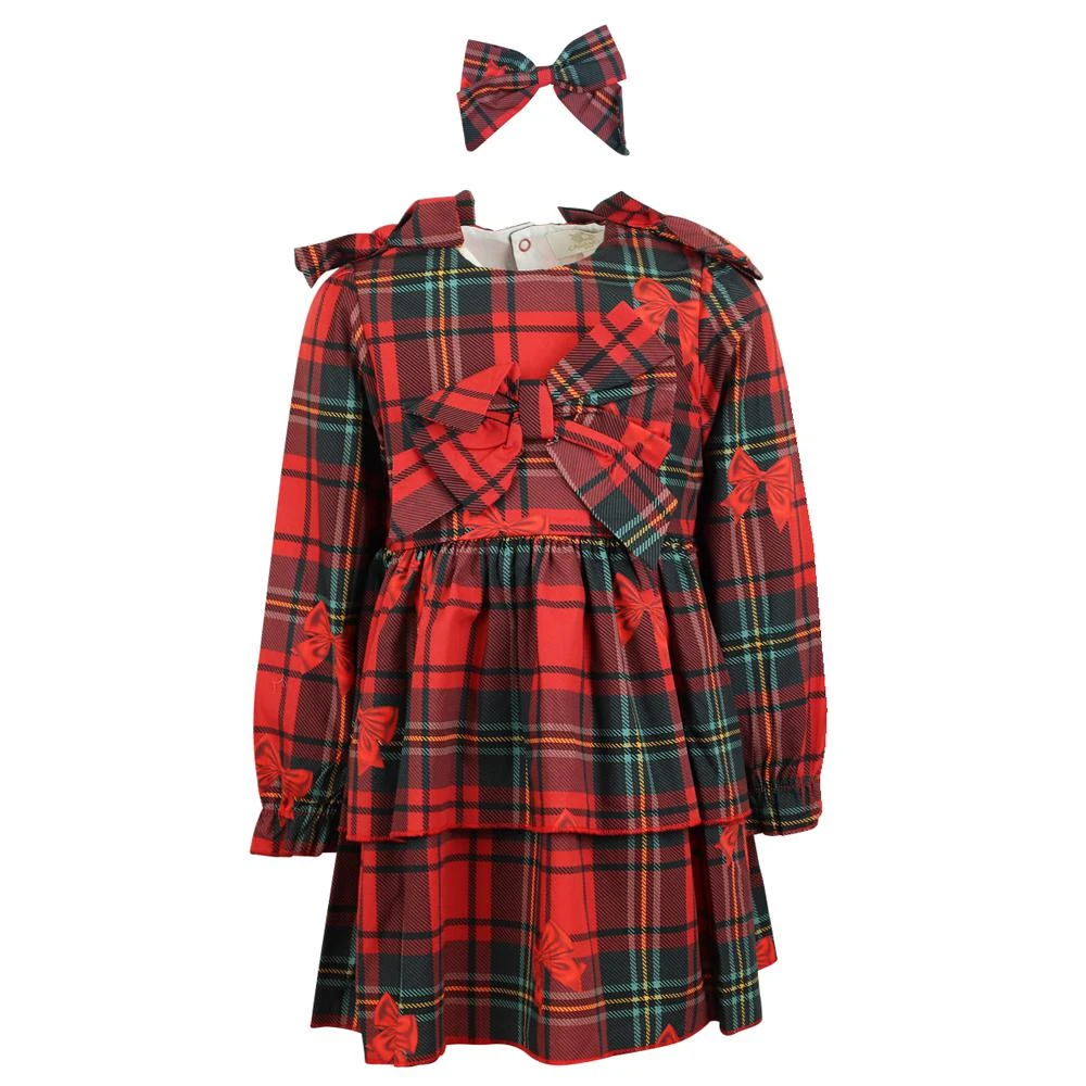 商品Caramelo Kids|Red Tartan Bow Dress & Hairclip Set,价格¥248,第1张图片