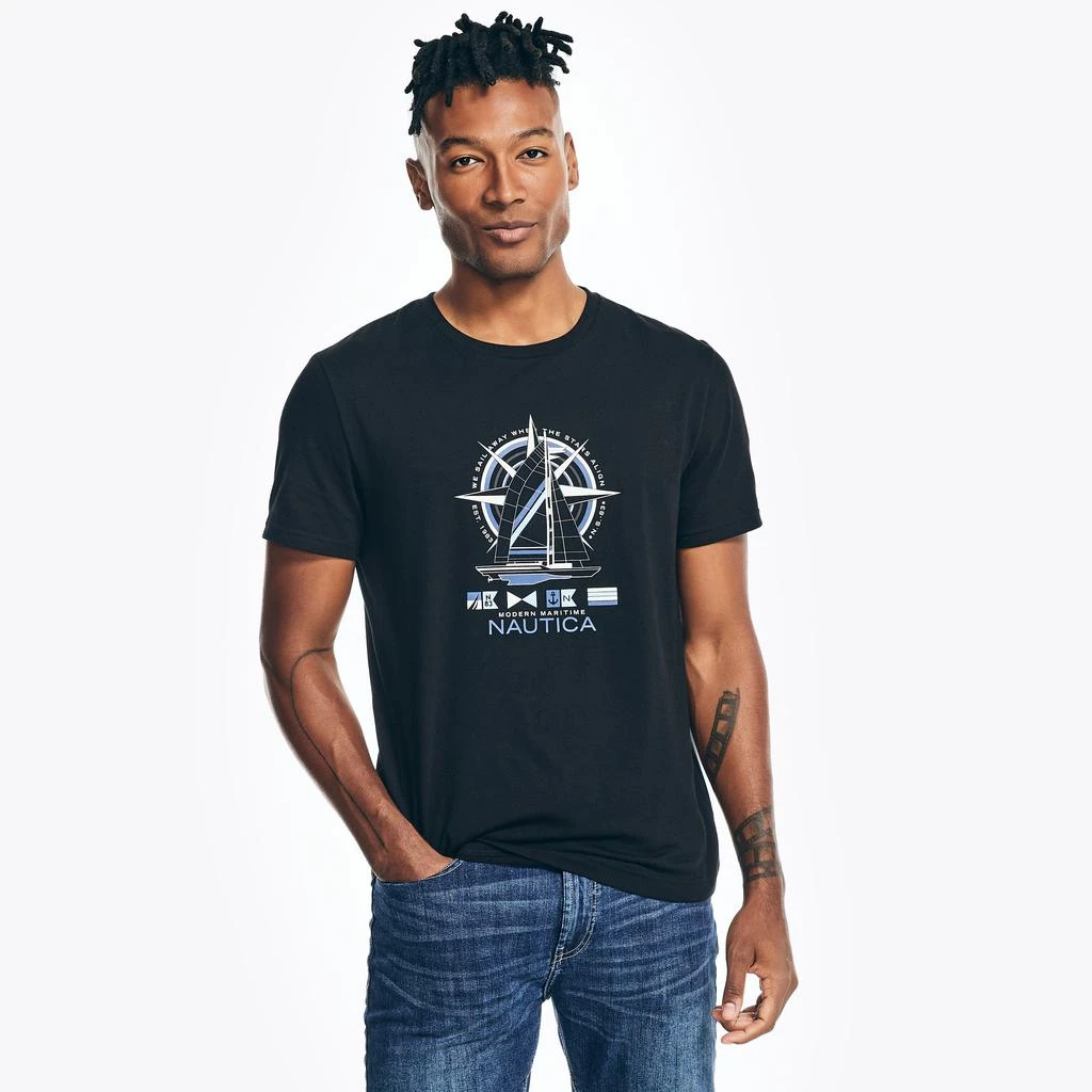 商品Nautica|Nautica Mens Sustainably Crafted Sailboat Graphic T-Shirt,价格¥121,第1张图片