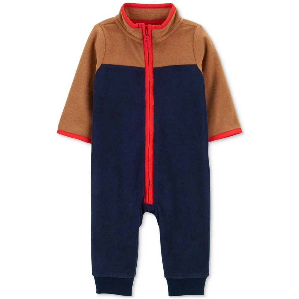 商品Carter's|Baby Boys Colorblocked Fleece Zip-Front Jumpsuit,价格¥126,第1张图片