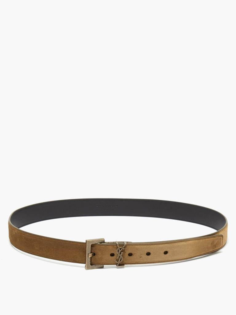 商品Yves Saint Laurent|YSL-plaque suede belt,价格¥3144,第6张图片详细描述