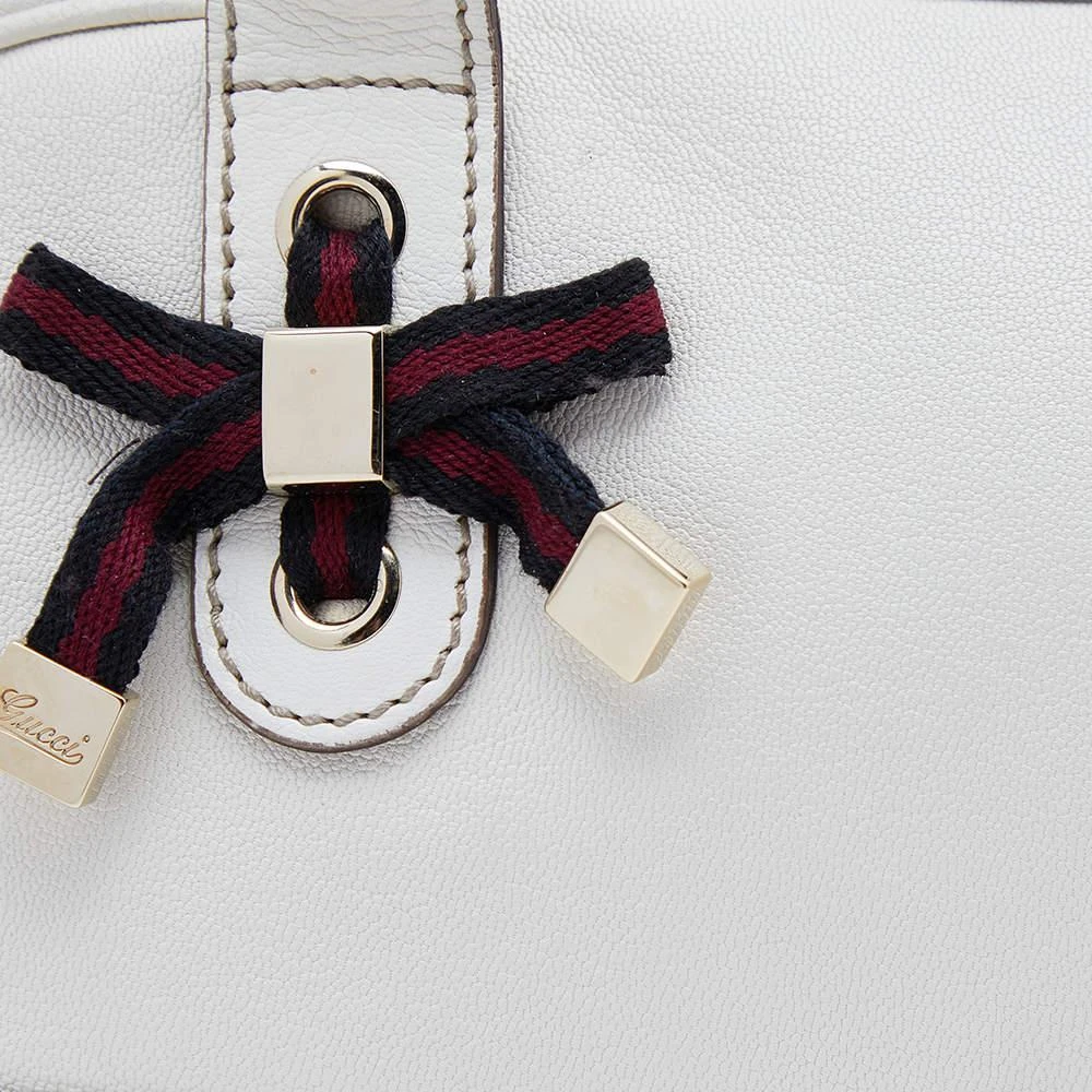商品[二手商品] Gucci|Gucci White Leather Web Bow Bowling Bag,价格¥2699,第5张图片详细描述