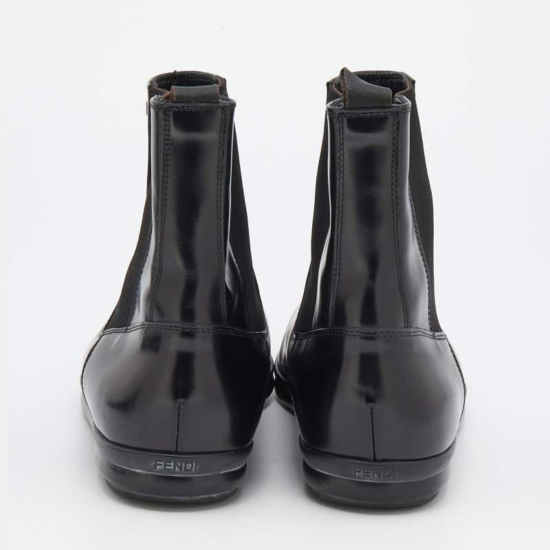 Fendi Black Leather FF Chelsea Boots Size 41.5商品第5张图片规格展示