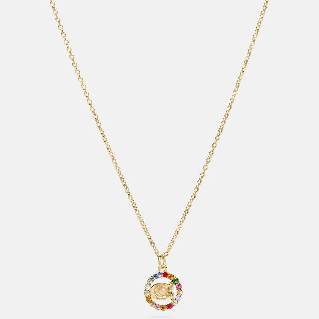 商品Coach|Coach Women's C Multi Crystal Necklace - Gold/Multicolour,价格¥573,第1张图片