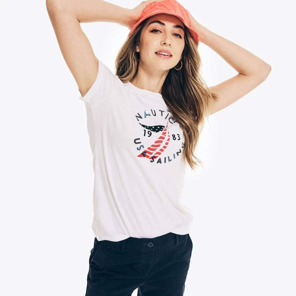 商品Nautica|Nautica Womens Sustainably Crafted Americana Graphic T-Shirt,价格¥80,第2张图片详细描述