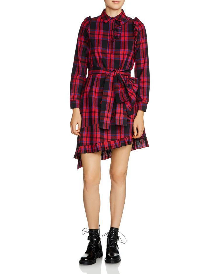 商品Maje|Randra Plaid Asymmetric-Hem Dress,价格¥1092,第1张图片