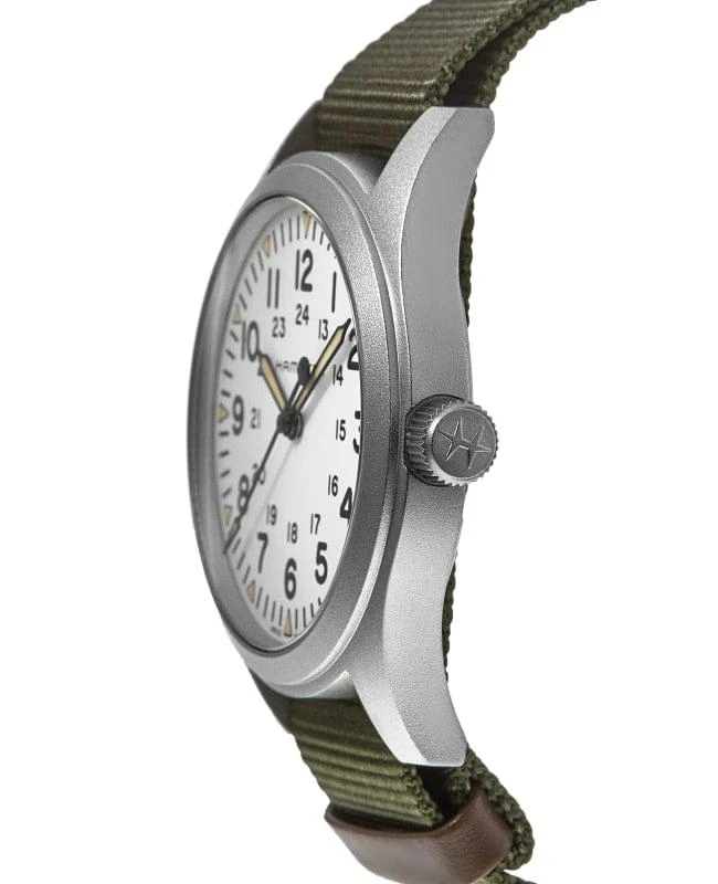 商品Hamilton|Hamilton Khaki Field Mechanical Manual Winding White Dial Green Textile Strap Men's Watch H69529913,价格¥4006,第3张图片详细描述