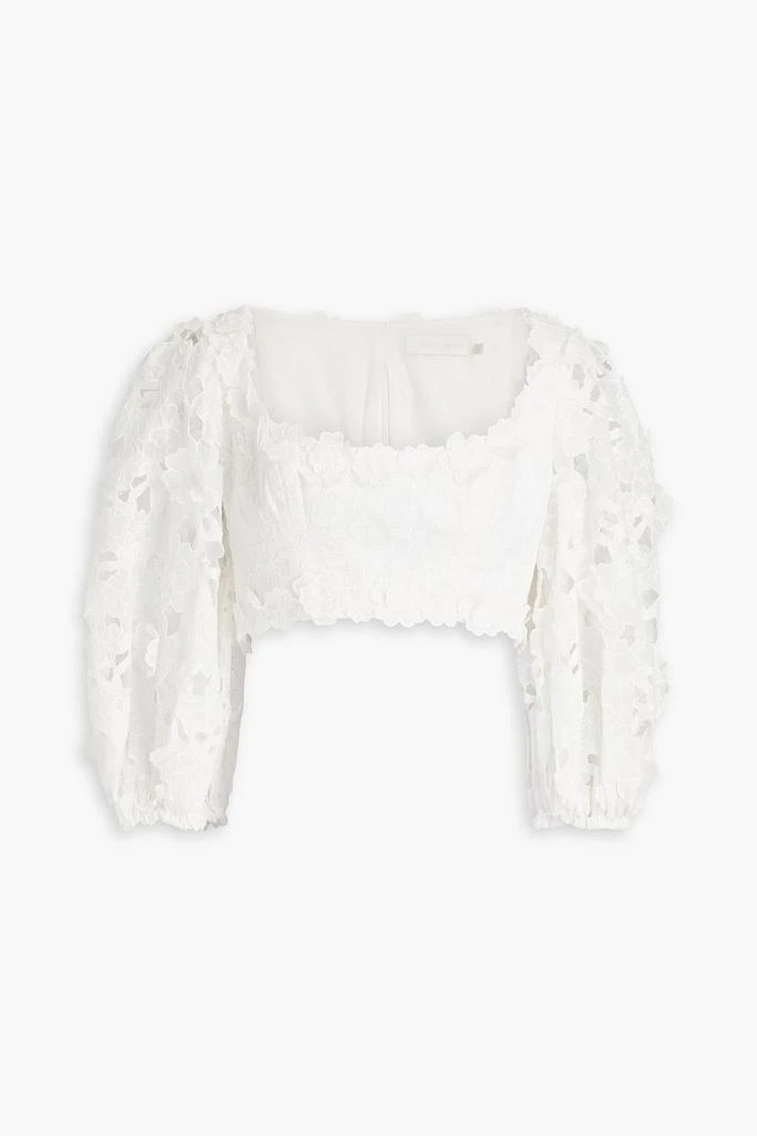 商品Zimmermann|Cropped ramie guipure lace top,价格¥1015,第1张图片