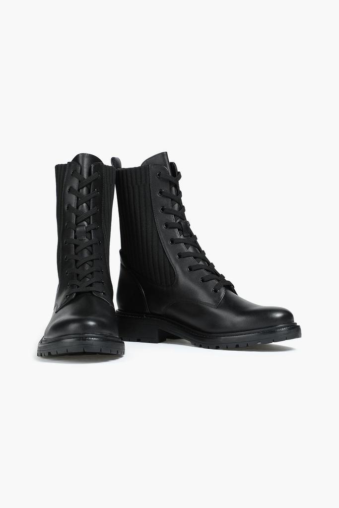 商品Sam Edelman|Lydell ribbed-knit and leather combat boots,价格¥805,第4张图片详细描述