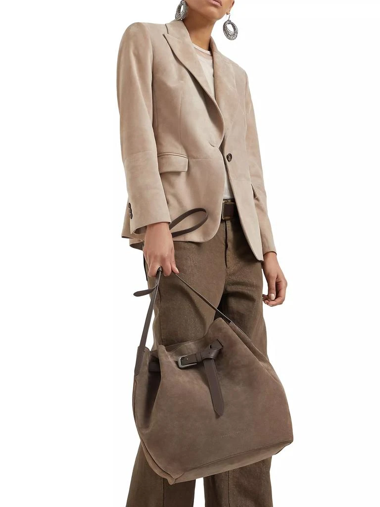 商品Brunello Cucinelli|Suede Soft Bag with Belt Detail,价格¥31467,第4张图片详细描述