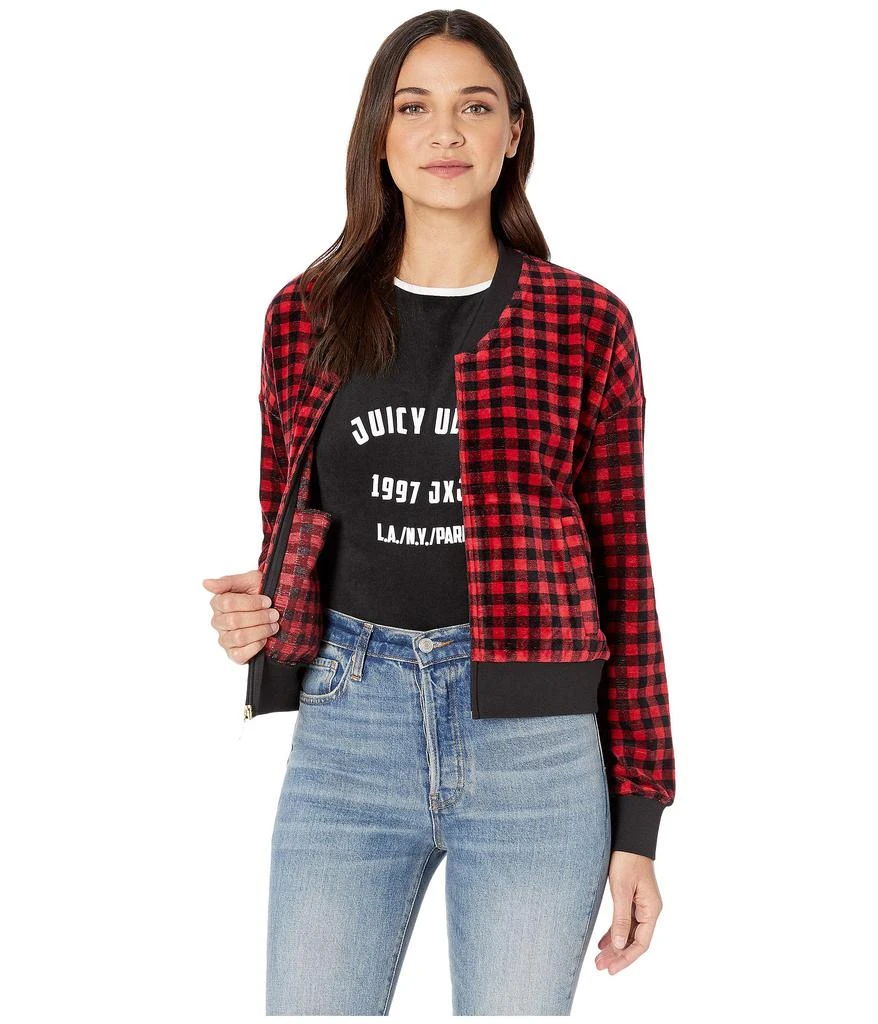 商品Juicy Couture|Printed Check Stretch Bomber Jacket,价格¥446,第5张图片详细描述