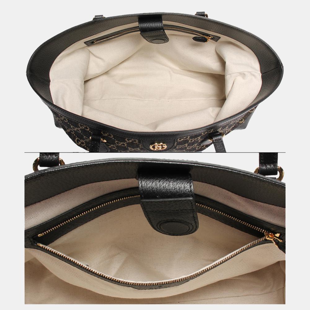 Gucci Black GG Coated Canvas Leather Medium Ophidia Tote Bag商品第5张图片规格展示