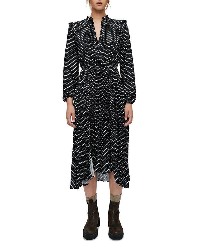 商品Maje|Riplettita Dot Print Midi Dress,价格¥4017,第3张图片详细描述