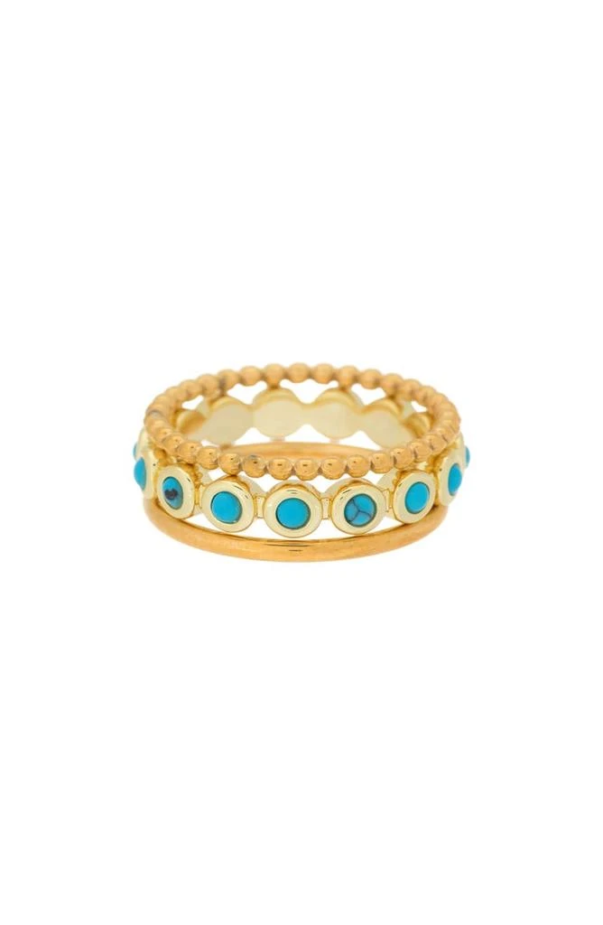 商品ADORNIA|Set of 3 Imitation Turquoise Stackable Rings,价格¥150,第1张图片