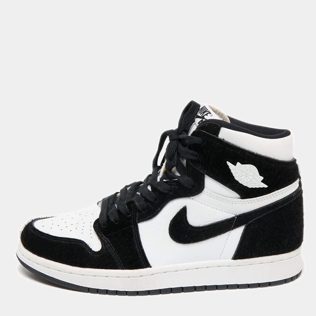 商品[二手商品] Jordan|Air Jordans Black/White Calf Hair And Leather 1 Retro COJP High Top Sneakers Size 38.5,价格¥2839,第1张图片