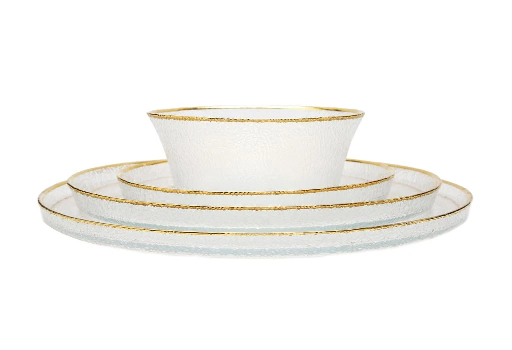 商品Classic Touch Decor|Set of 4 Pebbled Glass Salad Plates Raised Rim with Gold Border,价格¥725,第2张图片详细描述