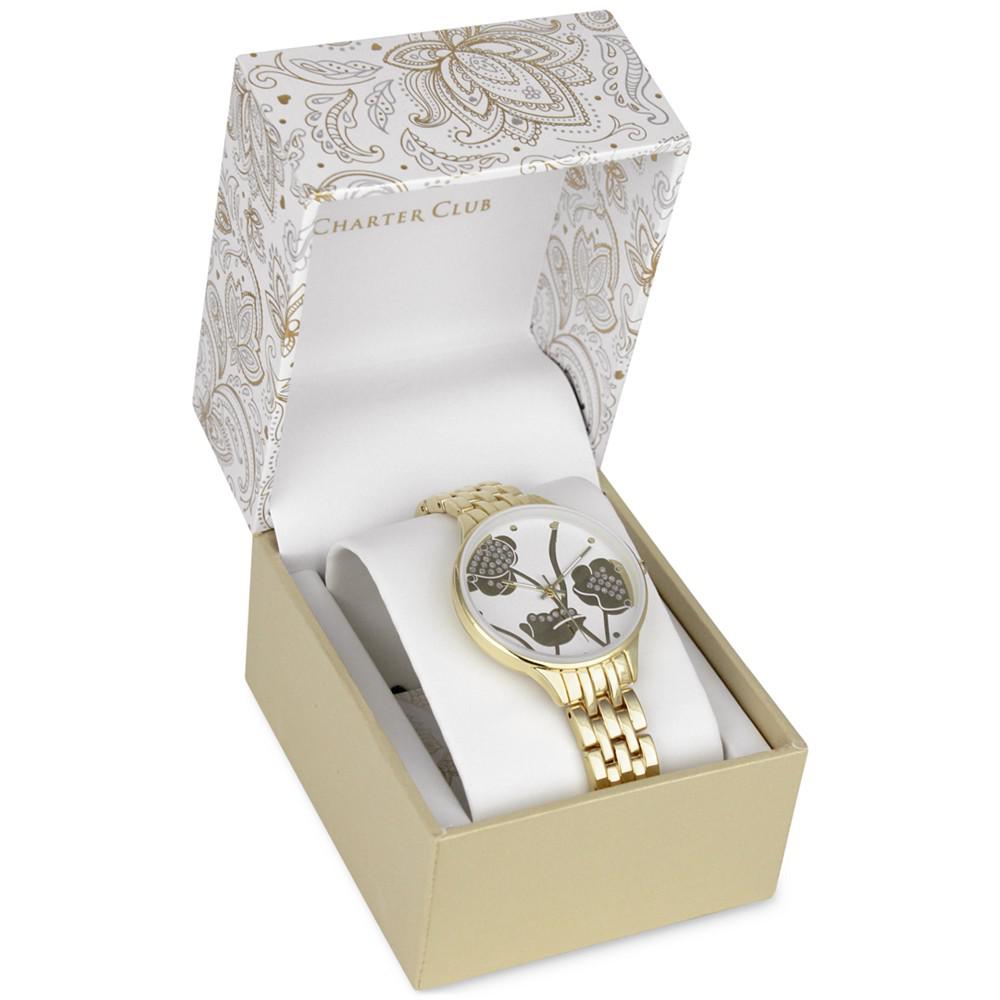 Women's Gold-Tone Mixed Metal Flower Face Bracelet Watch, 36mm, Created for Macy's商品第5张图片规格展示