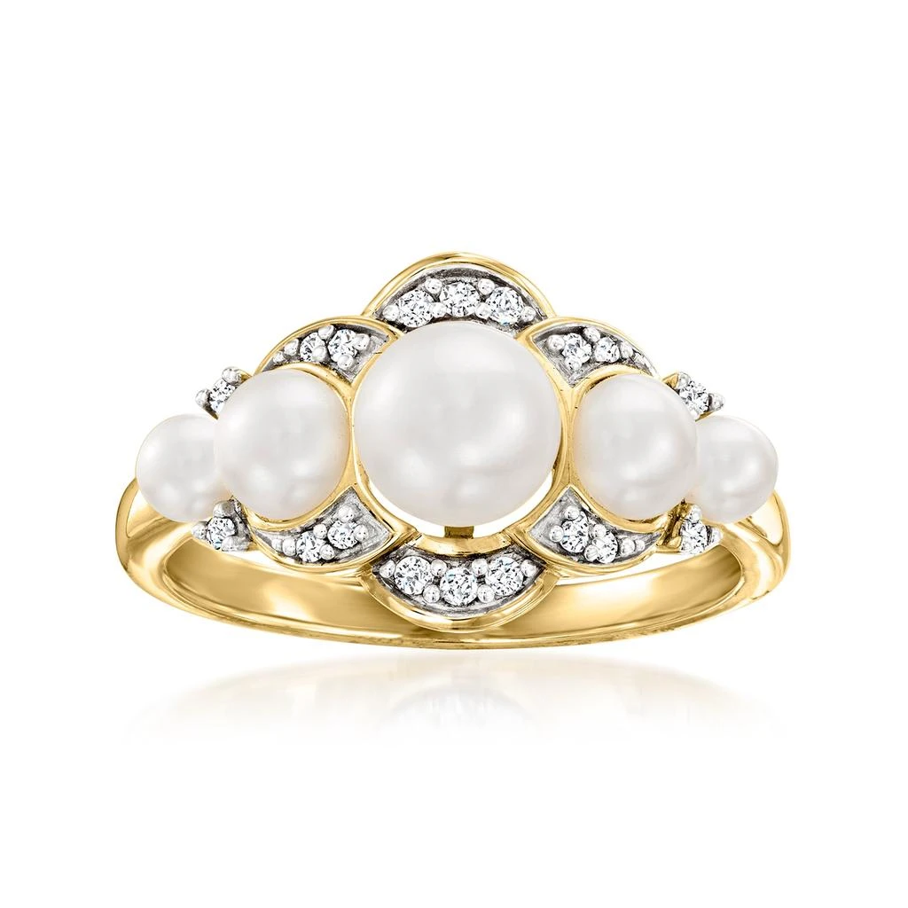 商品Ross-Simons|Ross-Simons 3-6mm Cultured Pearl and . Diamond Ring in 14kt Yellow Gold,价格¥2490,第1张图片